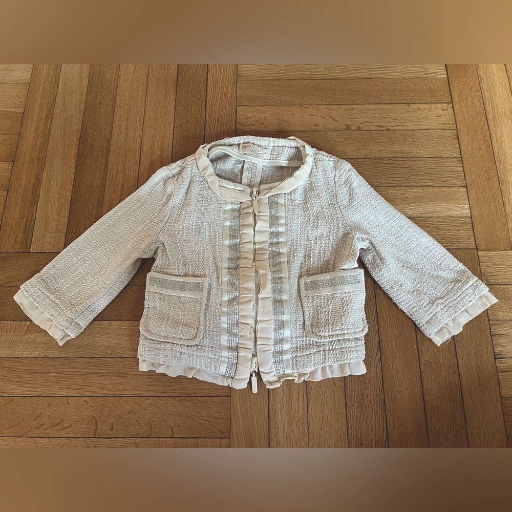 MonnaLisa Ivory Tweed Blazer